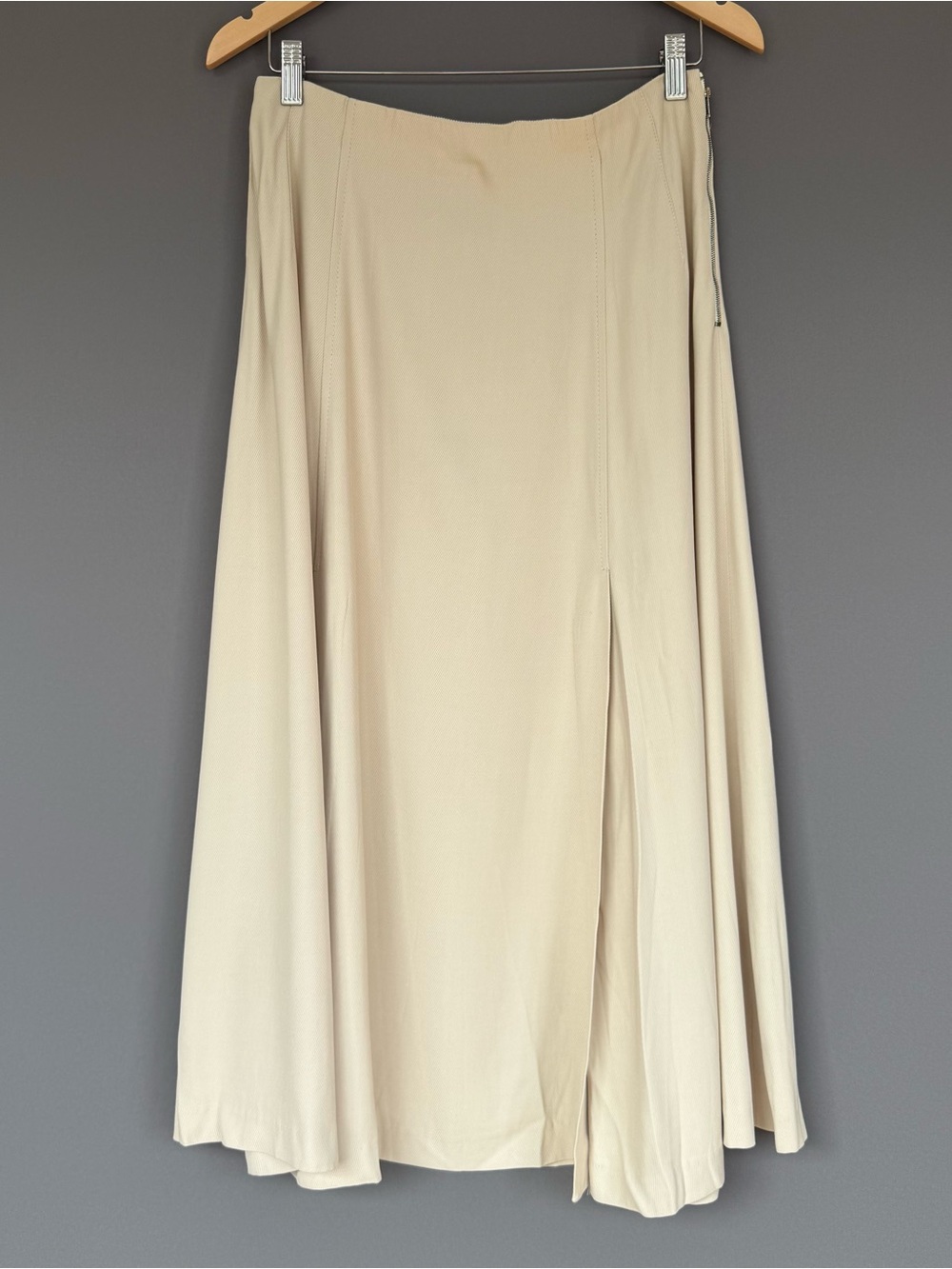Massimo Dutti Flared Maxi Skirt Womens Cream Ivory Size 10 Quiet Luxury